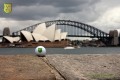 Bürogolf Online in Sydney vor der Opera Bridge