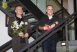offizielle Begrüßung auf der Treppe - LHV Wirtschaftsförderung im Rathaus Hoyerswerda mit Bürogolf Online am 20.11.2009
